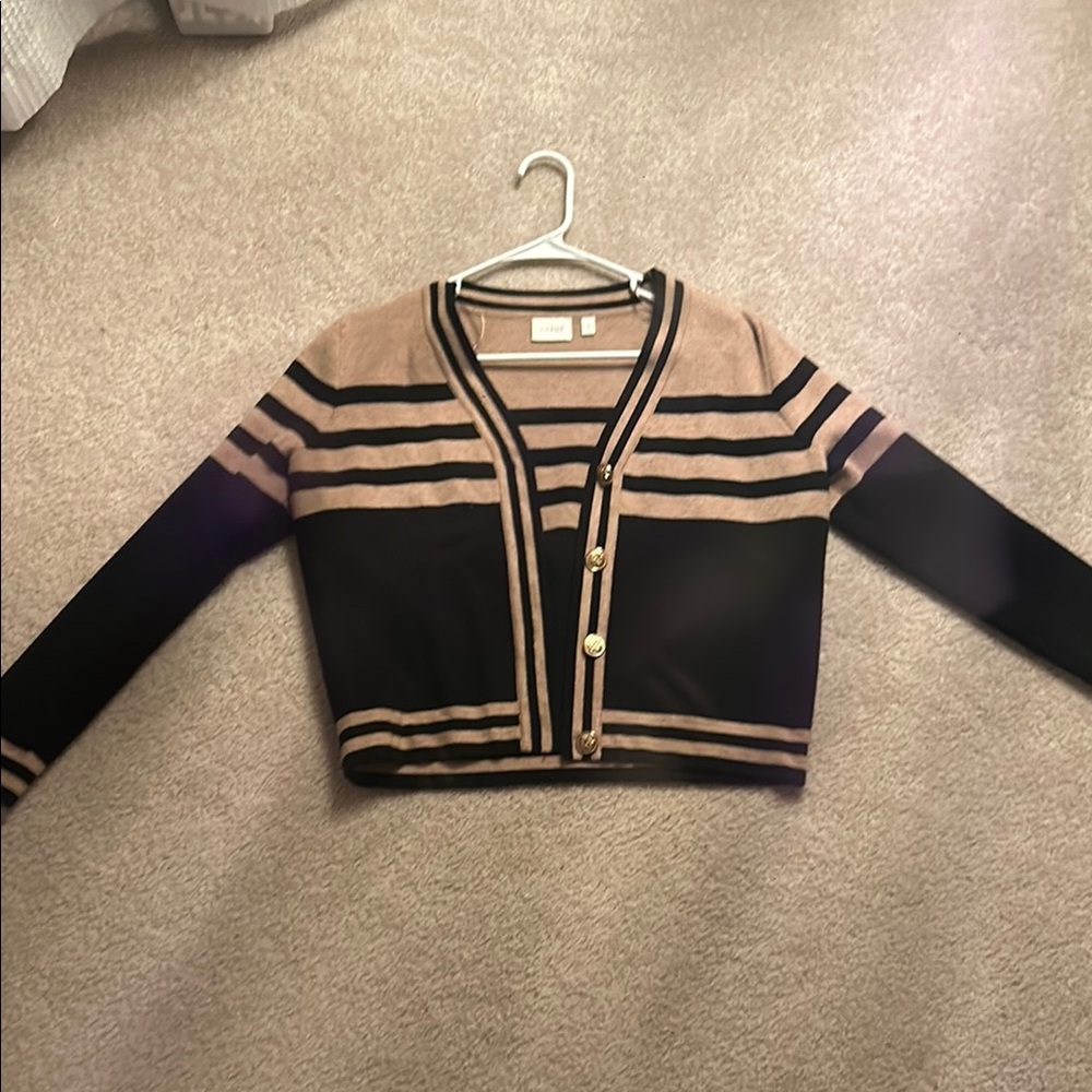 Cyrus Striped Black and Tan Sweater